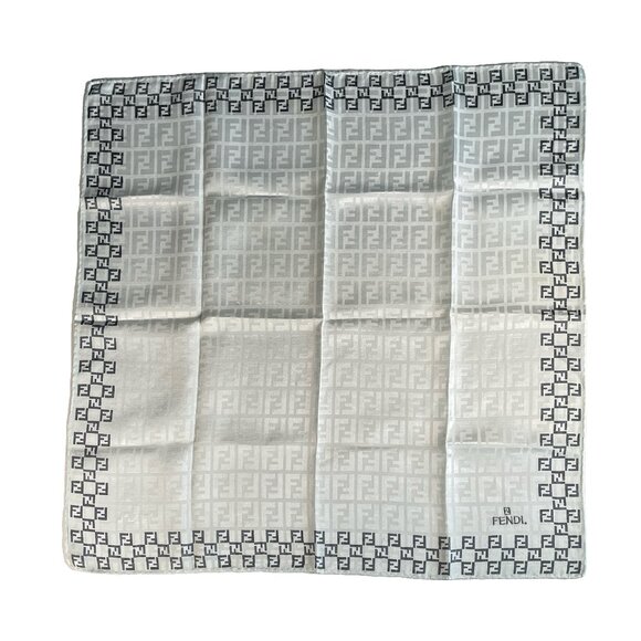 Vintage Fendi Cotton Scarf with Embroidered Logo - Picture 1 of 13